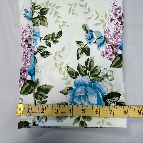 St. Johns Bay Floral Crop Pants Size 14 Cotton Stretch Straight Fairy Bloomcore - Picture 11 of 13
